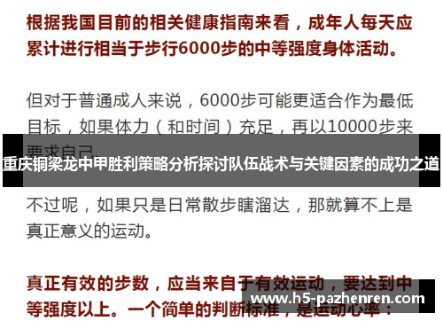 重庆铜梁龙中甲胜利策略分析探讨队伍战术与关键因素的成功之道 重庆铜梁龙中甲胜利策略分析探讨队伍战术与关键因素的成功之道