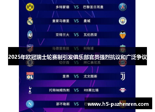 2025年欧冠瑞士轮赛制引发俱乐部官员强烈抗议和广泛争议